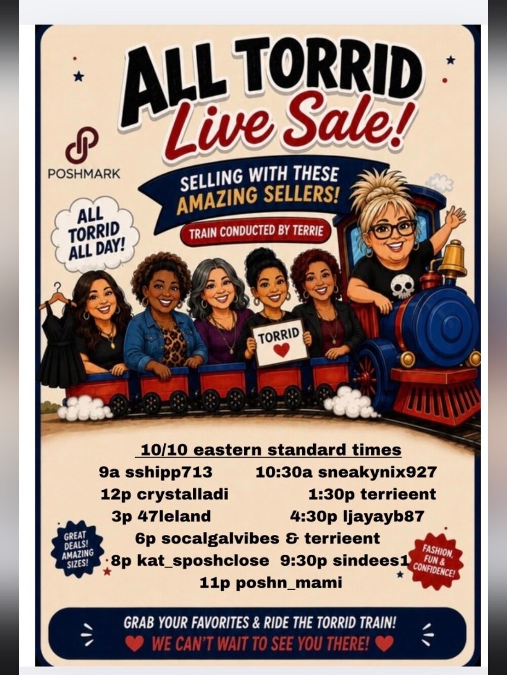 All Torrid Train 10/10 @ 12:00 EST/9am PST